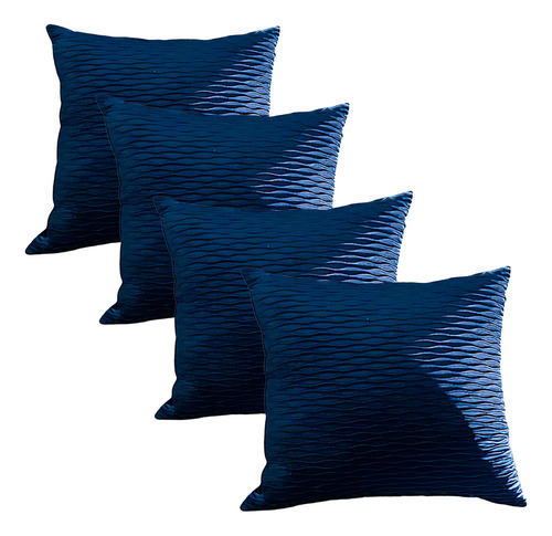 Pack De 4 Fundas De Cojín 45x45 Cm Color Azul Indigo