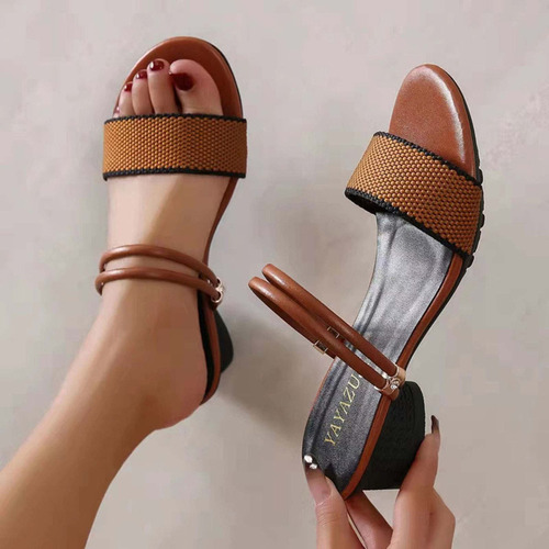 Sandalias Casuales De Tacón Medio A La Moda De Verano Para M