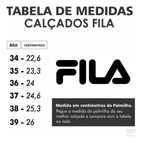 Tenis fila tabela de cheap tamanhos