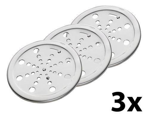 Central Kit Grelha Redonda Rotativa Aço Inox 15cm 3 Unidades para Ralo Banheiros Quintal