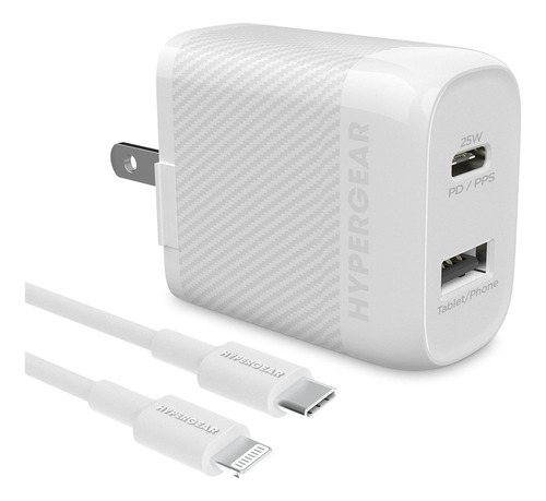 Cargador Pared Dual Pd Lightning 25 W Usb-c Pps Salida Usb +