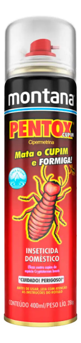 Pentox Cupim Aerossol 400ml Montana Mata Cupins Brocas e Formigas Base Água para Madeira