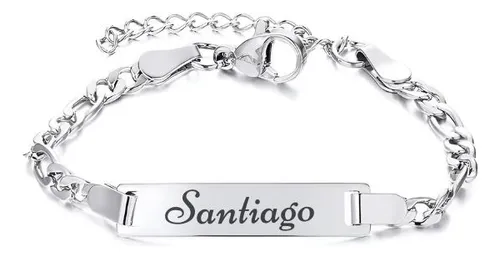Pulsera Bebé Con Nombre Acero Pulserita Grabada Nena Nene Plateado 12 Cm 12 Cm