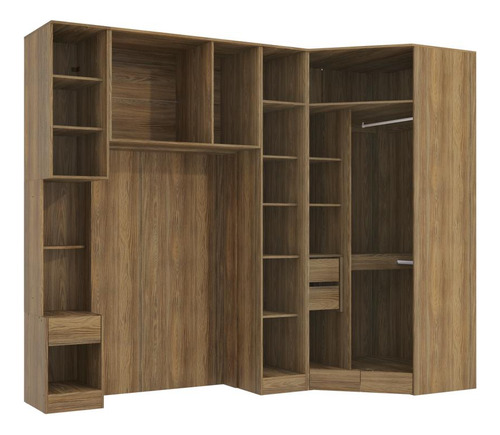 Quarto Modular Kappesberg Adapt Nogueira/azul Profundo 5 Pçs