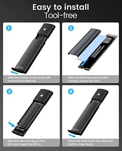 Adaptador De Carcasa Orico M.2 Nvme Sata Ssd Sin Herramienta