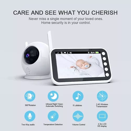 Camaras De Seguridad HD Monitor Bebe Vigilabebes WiFi Con 2-Way