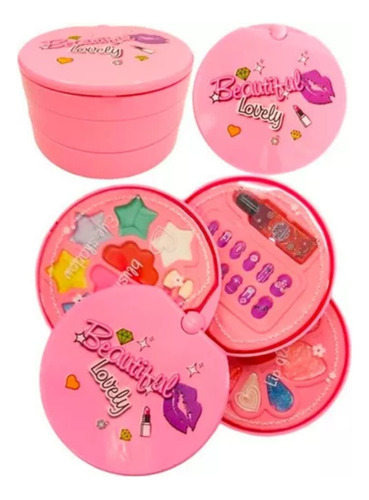 Set De Maquillaje Y Uñas Infantil Poppi Desplegable Gira 360