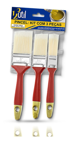Imagem 1 de 6 de Pincel Para Pintar Casas E Parede 3 Peças Original 123 Útil