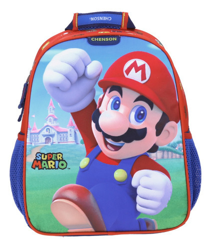Mochila Kinder Chenson Mario Bros Escolar Mb65713 Color Azul Diseño de la tela DISEÑO