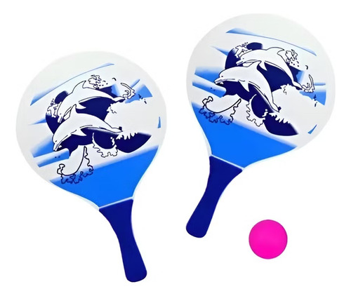 Kit Playa Paleta Playera Madera X2 Con Pelota
