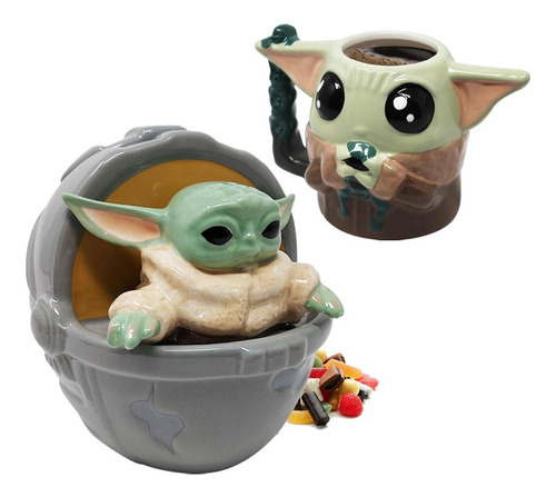 Set Taza Y Dulcero Stars Wars Original Ceramica Baby Yoda