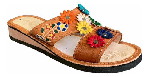 Huarache Artesanal Para Dama De Meter Con Argolla Pintado