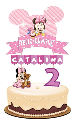 Baby Minnie Cake Topper Para Tortas Personalizado