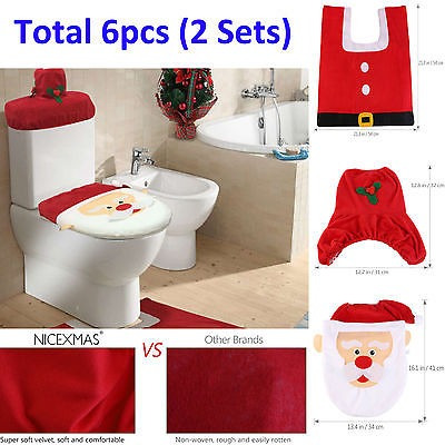 Cubierta De Asiento De Tocador De Santa De Navidad 6pcs + Al