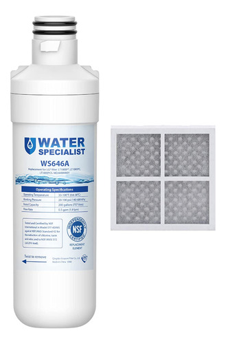  Aqua Filtro Agua Y Aire Compatibles Con Neveras LG Lt1000