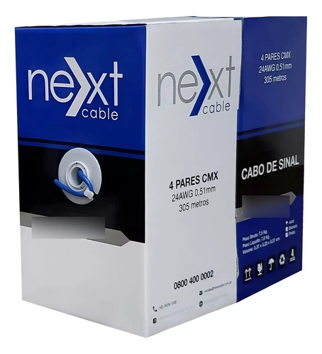 Caixa De Cabo Cftv Next Cat5 O 305m Azul Cmx
