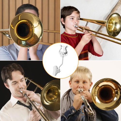 Lyra De Trompeta Plateada - Paquete De 2 Soportes Musicales