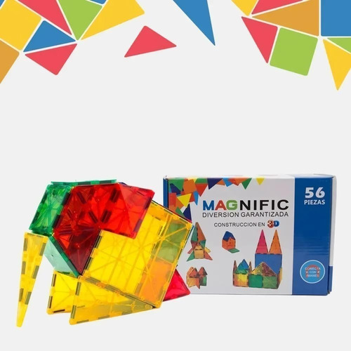 Imagen 2 de 8 de Bloques Imanes Magneticos Magnific Educativos 56 Piezas