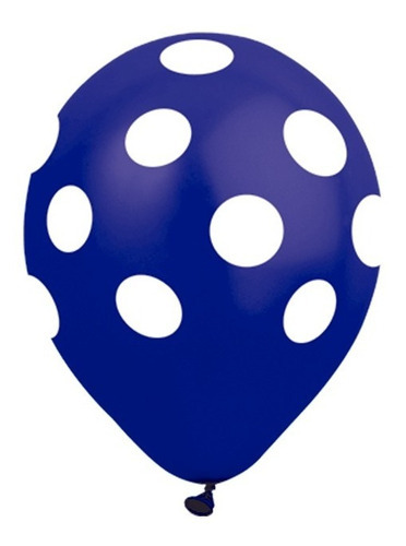 Globo francés de lunares Poá azul/blanco de 10 pulgadas, 25 unidades