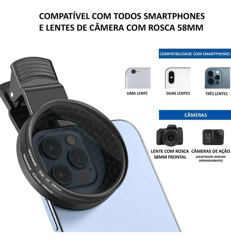 Filtros Neewer de 58 mm Cpl Nd de colores para teléfono celular y cámara