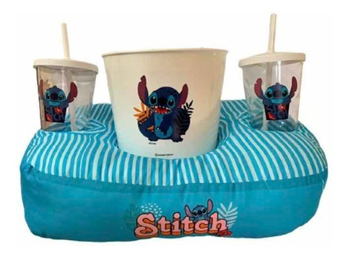 Kit Almofada Pipoca Porta Copos Cinema Stitch Zona Criativa