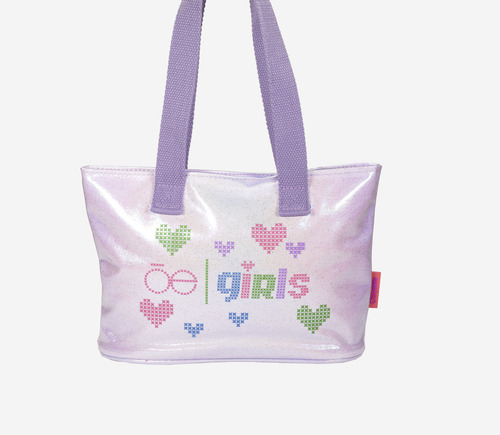 Bolsa Tote Cloe Para Niña Estampado Corazones Color Lila