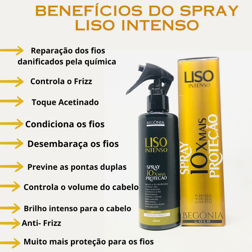 Spray Antifrizz Begônia Gold 200ml Cabelo Liso