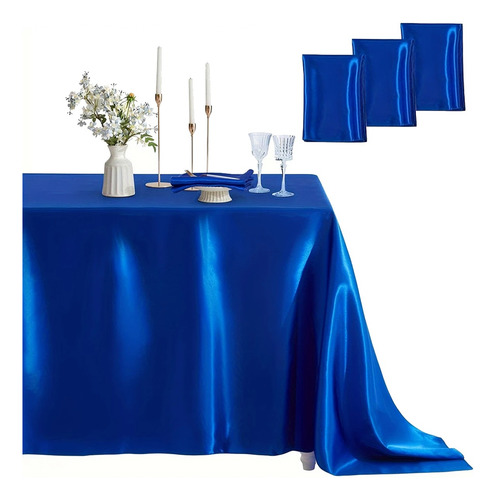 3unidades Mantel Rectangular Decoración Fiesta Hogar 3mx1.5m Azul