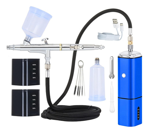 Airbrush Kit With Compressor Cordless Dual Action Airbr...