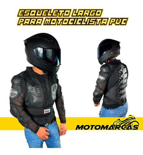 Esqueleto Largo Para Motociclistas / Pvc - Mesh / Proteccion