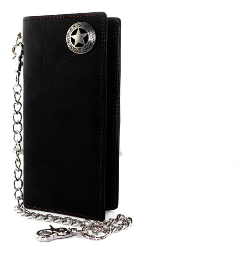 Cartera De Hombre Estilo Biker Rock Star Con Cadena Color N