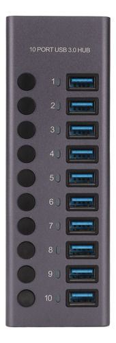 Concentrador De Datos Usb 3.0 De 10 Puertos, Alimentación In