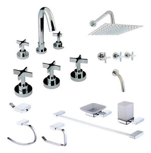 Griferia Baño Completa Set Accesorios Aqualaf Quillen