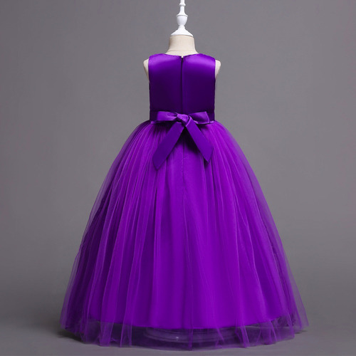 Vestido De Princesa De Tul Con Encaje De Flores Para Niñas