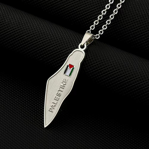 Colar De Mapa Da Palestina Em Aço Inoxidável Com Pingente