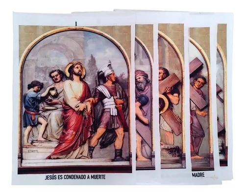 Laminas Del Santo Víacrucis En Tela Tamaño Carta (30 Cm)
