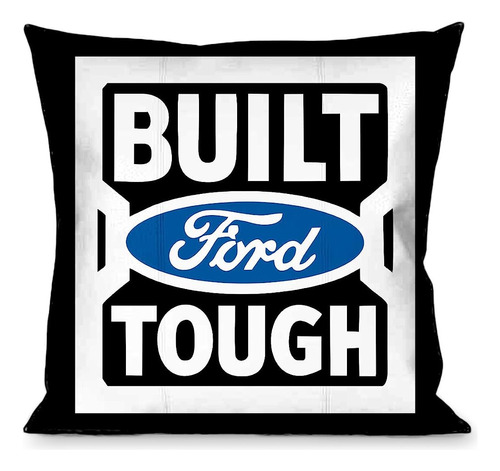 Almohada Tiro Decorativo Construido Ford Tough Logo2 Negro B