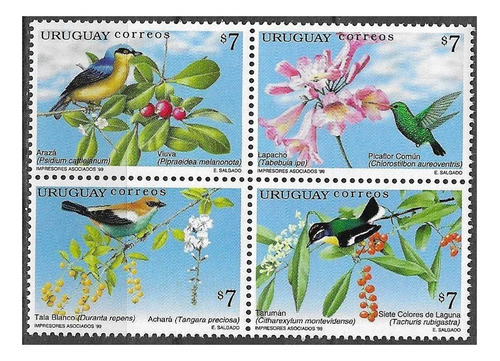 1999 Fauna- Diferentes Aves - Uruguay (sellos) Mint