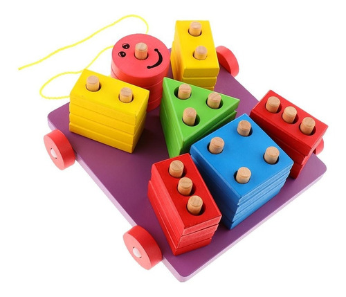 Juego Didactico Carrito Madera  Fig Geometricas 