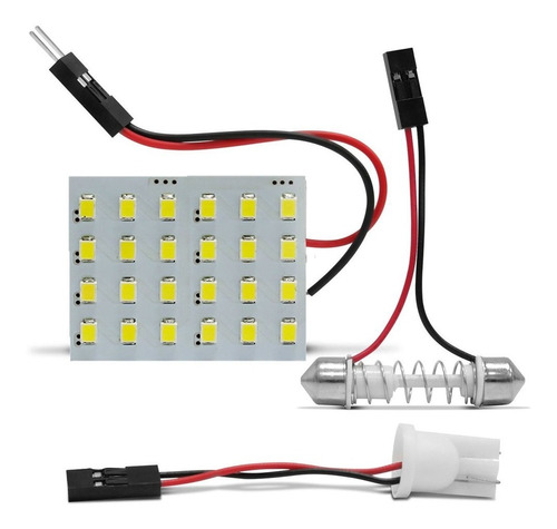 Placa Led Pingo T10 Torpedo 24 Pontos 5w 12v Luz Teto Branca