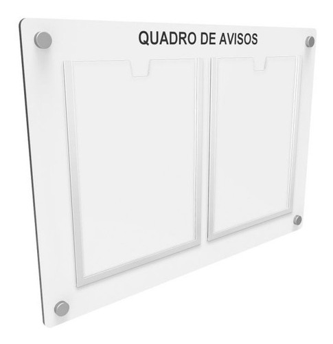 Quadro De Aviso E Gestão C/2 Displays A4 Acrílico Vertical