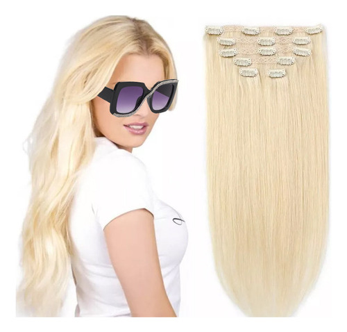 Cabelo Humano Loiro Liso + Oculos De Sol Combo 2