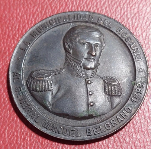 Medalla Rosario Al Gral. Belgrano Año 1898 Cobre 46 Mm 140