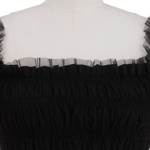 Imagen 4 de 7 de Blusa Corto Tul Stretch Manga Corta Fresca Transparencias.