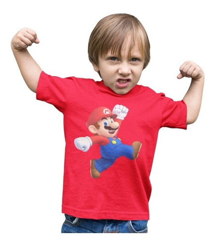 Polera Super Mario Bros Para Niño Videojuegos Algodon Estamp