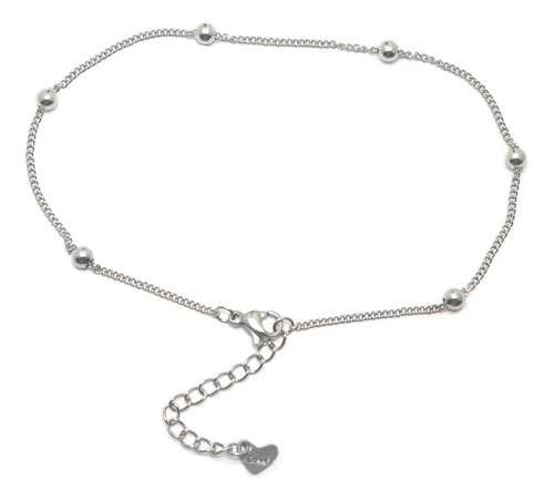 T Tornozeleira Pulseira Feminina Tornozelo Contas Prata Moda