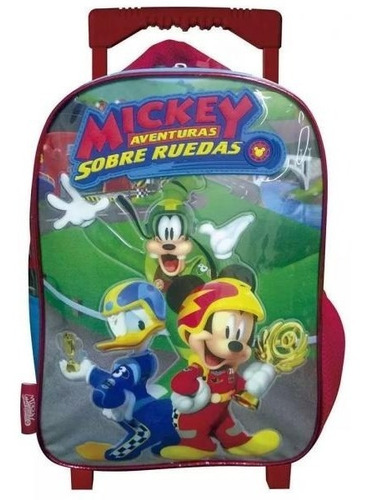 Mochila Carrito Mickey Mouse Road Roadster Jardin 12 Pulgada Color Rojo