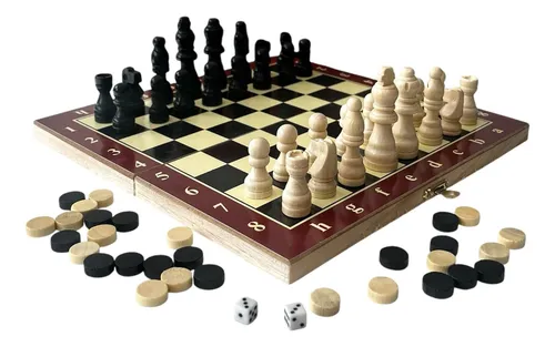 Juego De Mesa 3 En 1 Ajedrez, Damas Y Backgammon Anch39