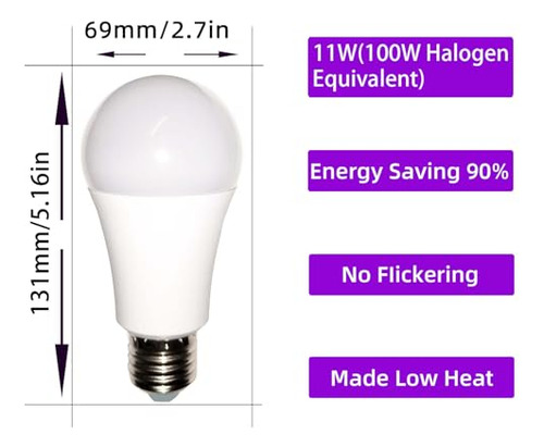 Bombilla Led E26 Con Sensor De Movimiento 11w 1100lm, Pack D