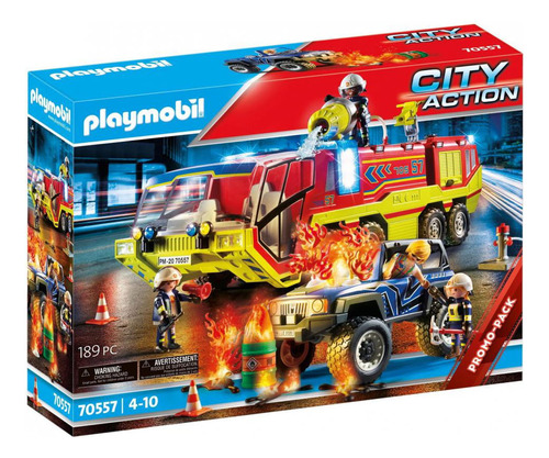 Playmobil - City Action - Carro De Bombeiros Com Caminhão